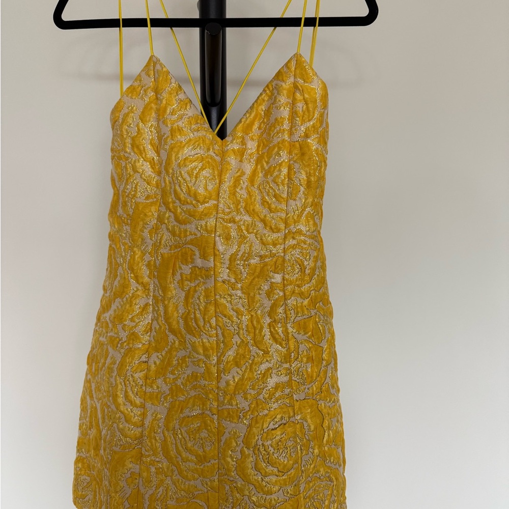Alice + Olivia Strapless Yellow Floral Dress